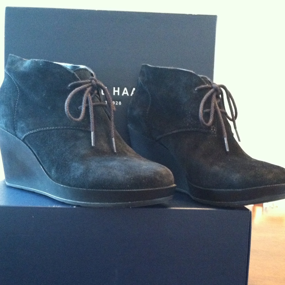 Cole Haan Black Suede Ankle Booties